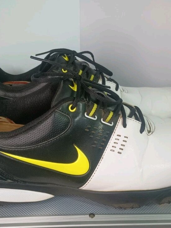 Nike Air Rival III 3 Golf Shoes Size 11.5 White Black Yellow Spiked Pre-owned main image 6